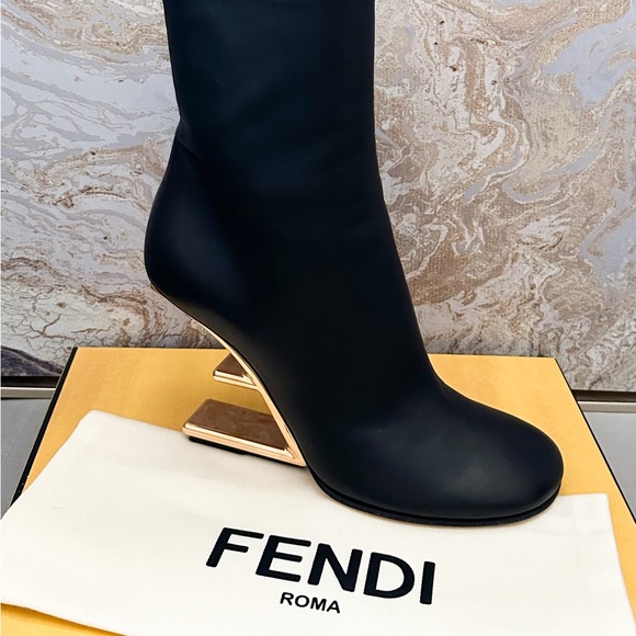 Fendi Nappa Fendi First Black Leather Ankle Boots - Picture 8 of 9